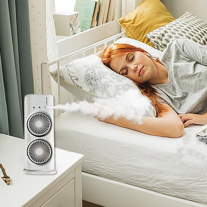 Double Ended Spray Fan, Desk Fan with Mist Spray, Travel Cooler Fan