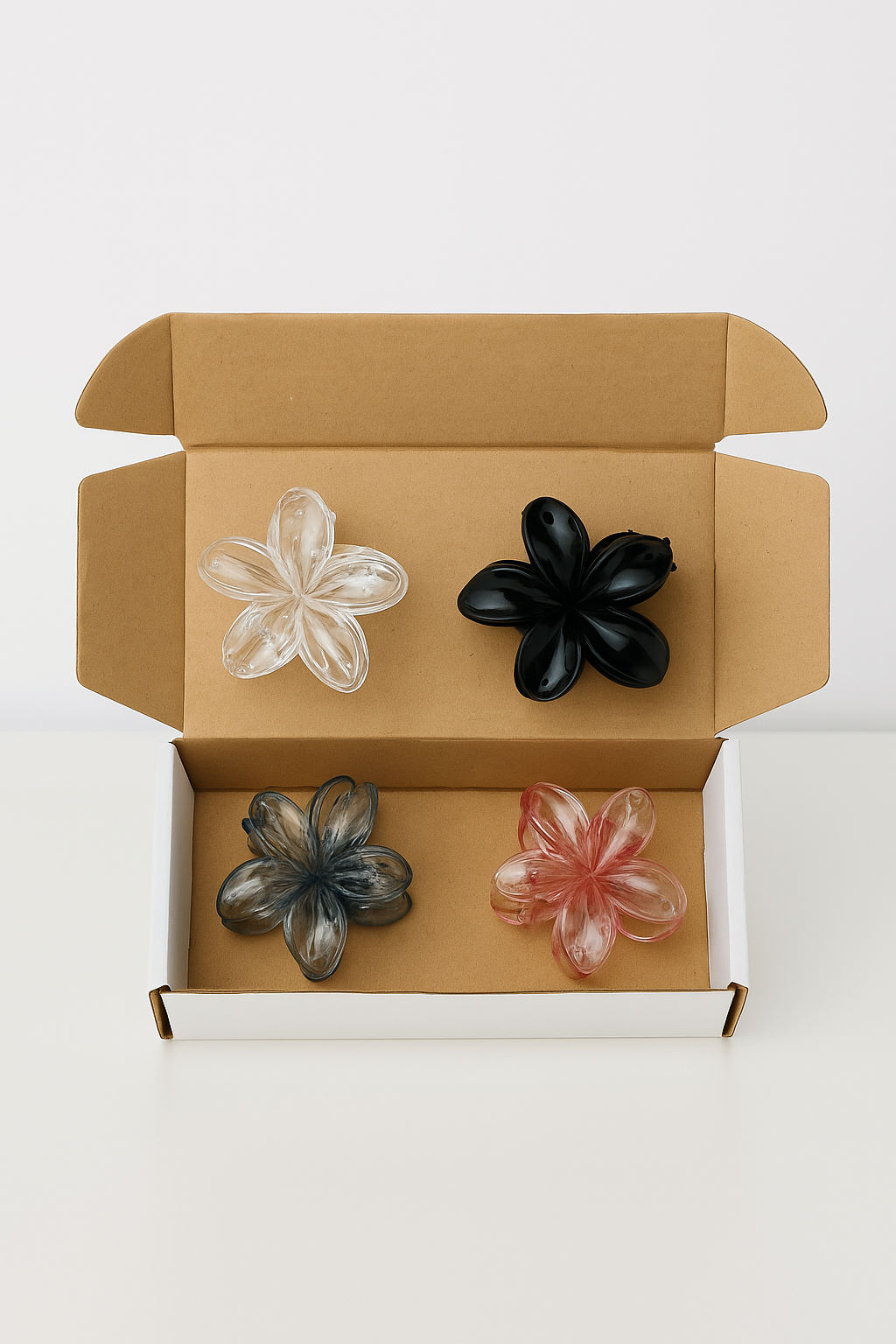 Pair Of 2 Semi Transparent Large Size Flower Hair Clutcher