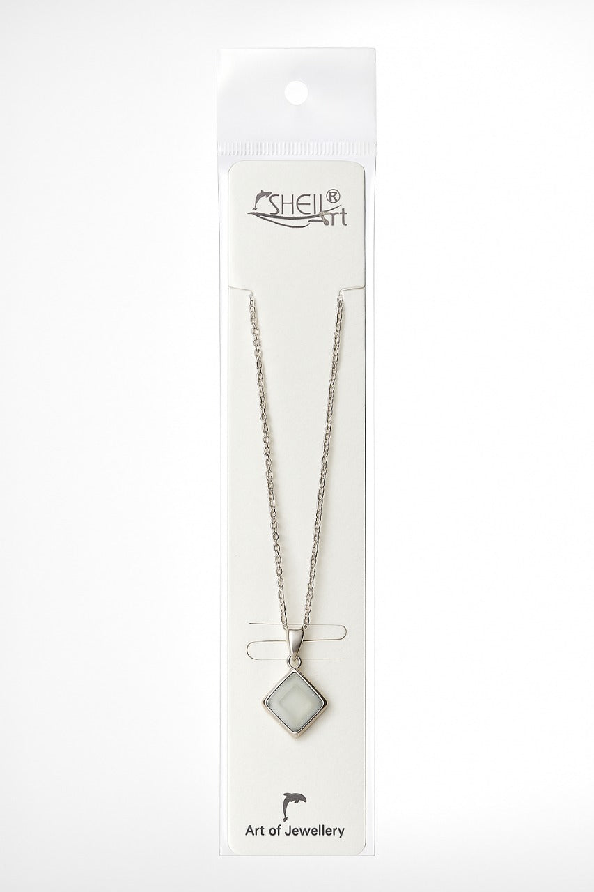 Minimal Square Pendant Necklace – Silver-Tone