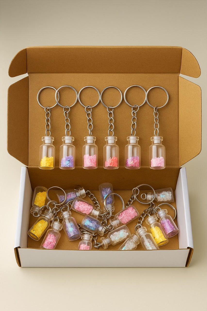 Pair of 2 Glitter Bottle Key Ring