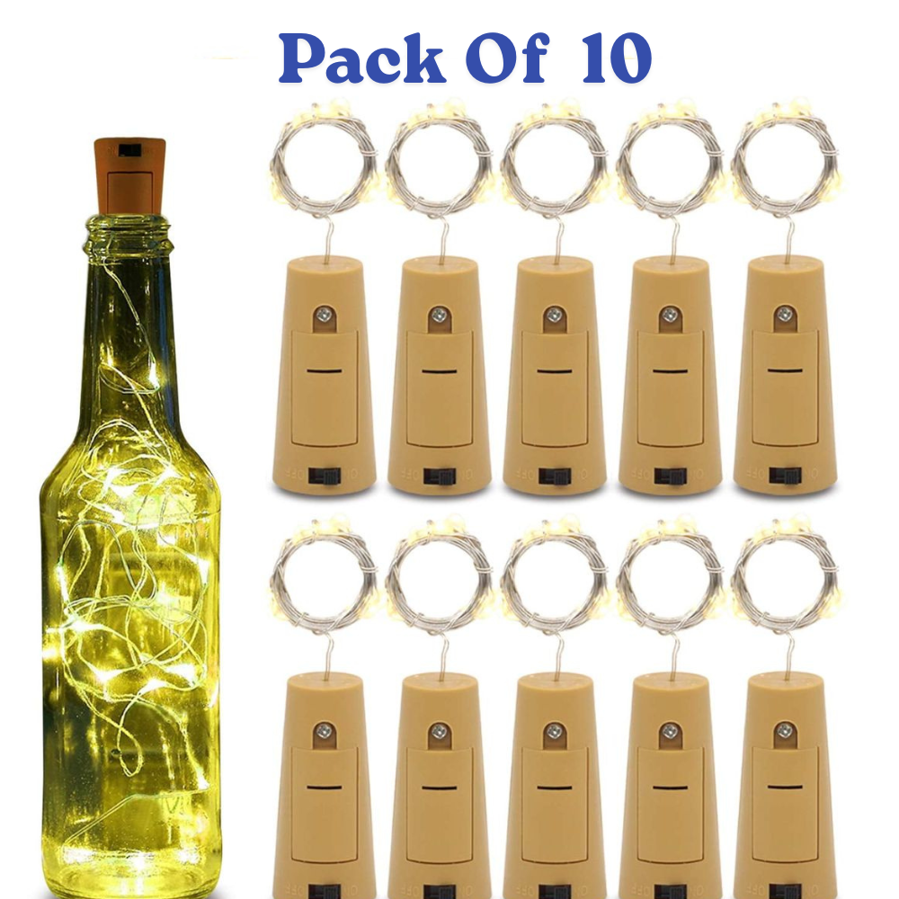 Warm White Cork LED Bottle Light | Battery Operated Fairy Lights for Home Decor & Gifting