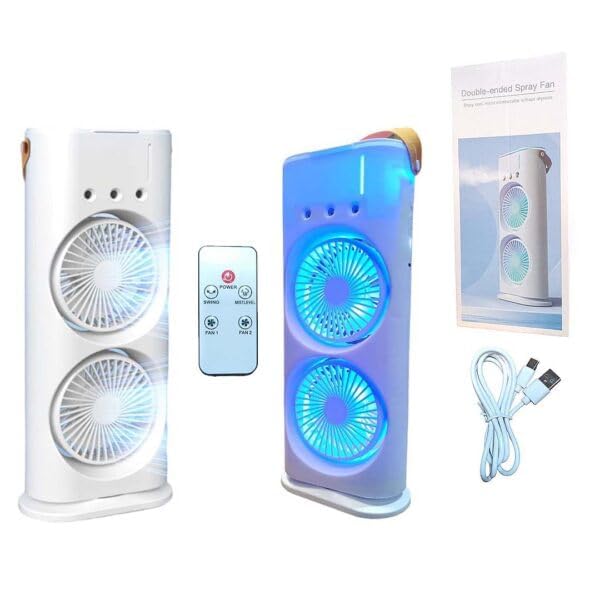 Double Ended Spray Fan, Desk Fan with Mist Spray, Travel Cooler Fan