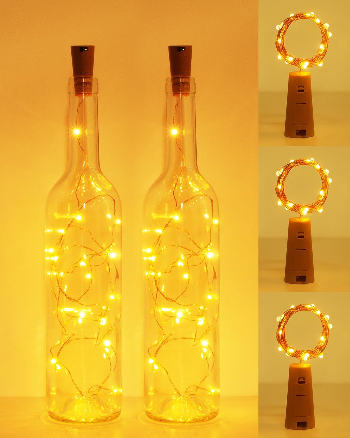 Warm White Cork LED Bottle Light | Battery Operated Fairy Lights for Home Decor & Gifting