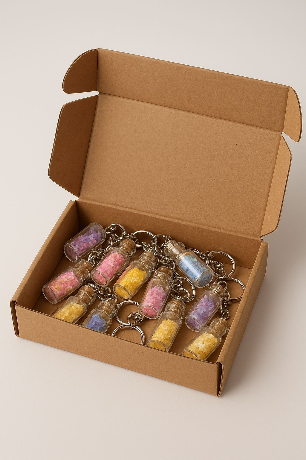 Pair of 2 Glitter Bottle Key Ring