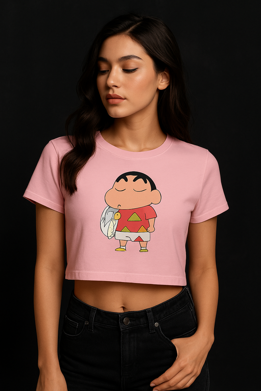 Shinchan Sleeping Time Crop Top For Girls