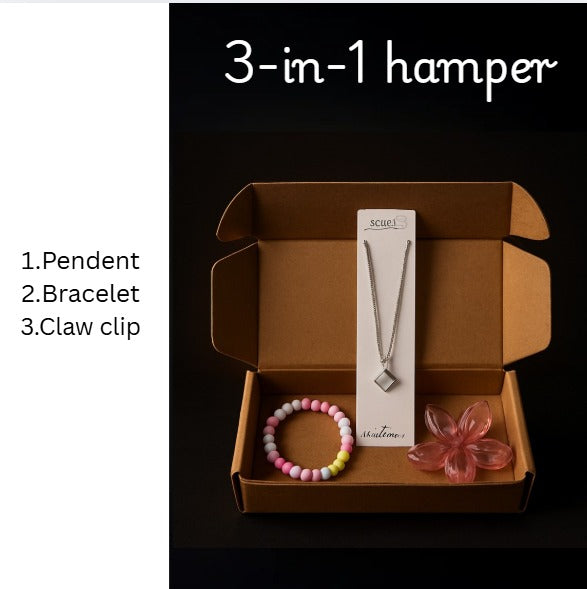 3-in-1 Girls’ Hamper – Pendant, Bracelet, and Claw Clip