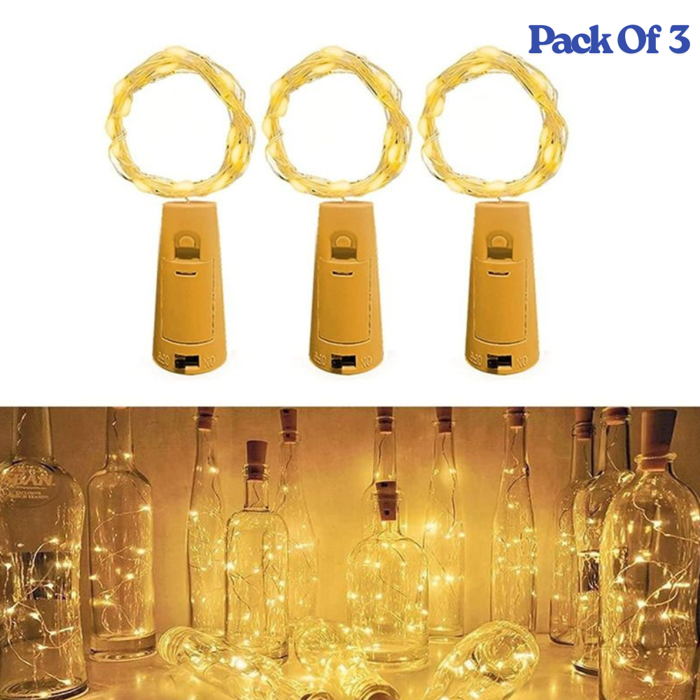 Warm White Cork LED Bottle Light | Battery Operated Fairy Lights for Home Decor & Gifting