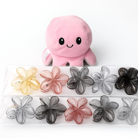 Pair Of 2 Semi Transparent Large Size Flower Hair Clutcher