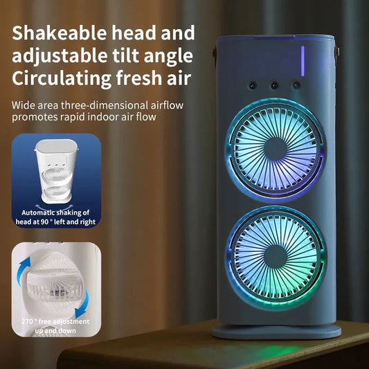 Double Ended Spray Fan, Desk Fan with Mist Spray, Travel Cooler Fan